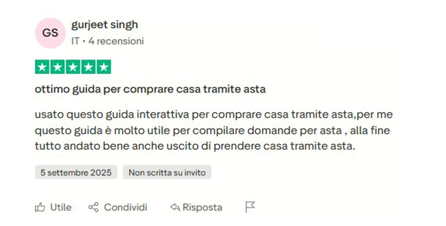 Recensione Trustpilot di un cliente Guida Asta Semplice