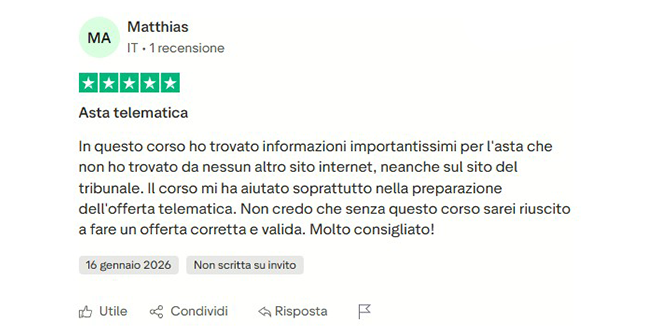 Recensione Trustpilot di un cliente Guida Asta Semplice