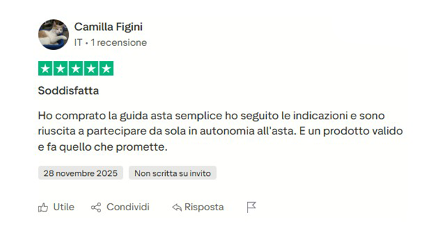 Recensione Trustpilot di un cliente Guida Asta Semplice